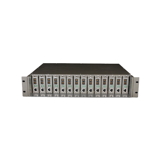 Chasis para Montaje en Rack de 14 bahías / Soporta Convertidores de Fibra Óptica TP-Link /  Compatibles (MC111CS, MC112CS, MC220L, MC110CS, MC100CM, MC210CS, MC200CM) / Plug and Play