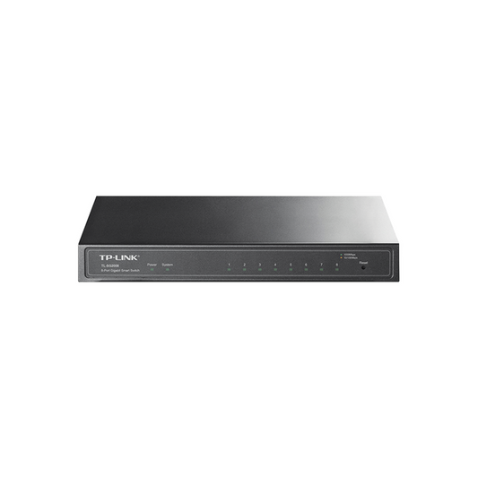 Switch Administrado Gigabit 8 Puertos / Omada SDN / 16 Gbps Capacidad Switching / Gestión Cloud y Local / VLAN / QoS / ACL / Sin Ventiladores / Montaje Pared-Escritorio