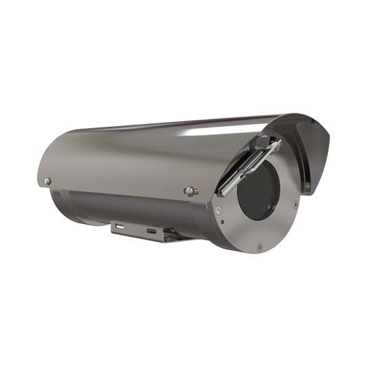 Camara IP Zoom con gabinete antiexplosion 2MP, 32X, IP68, WiseStream II / conexion de fibra optica monomodo