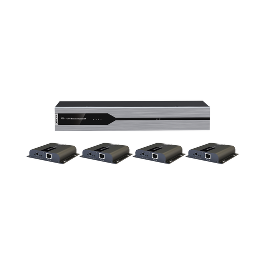 Kit Divisor y Extensor HDMI (Extender Splitter) | Divide 1 Fuente HDMI a 4 Pantallas | Extiende la señal HDMI hasta 120 m | Resolución 4Kx2K @ 60 Hz | Cat 6/6a | Uso 24/7 | Longitud del cable autoajustable