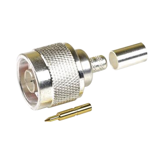 Conector N Macho para 75 Ohm de Anillo Plegable para Cable RG-59, Niquel/Oro/Teflón