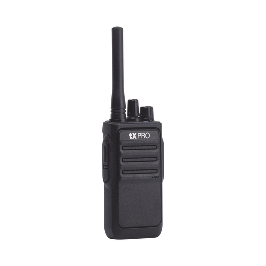 Paquete de 2 radios portátiles TX320 UHF 400-470 MHz, 16 canales, 2 Watts de potencia, SÚPER Eficientes.
