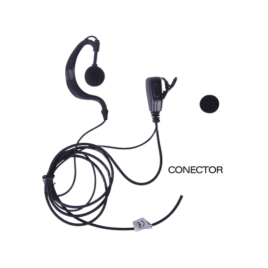 Micrófono - audífono de gancho ajustable al oído con conector de dos pines para KENWOOD Y ABELL