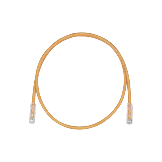 Cable de Parcheo, UTP Cat5e, Diámetro Reducido (28AWG), Color Naranja, 0.30 Metros (1 Pie)
