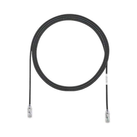 Cable de Parcheo TX6, UTP Cat6, Diámetro Reducido (28AWG), Color Negro, 2.13 Metros (7 Pies)
