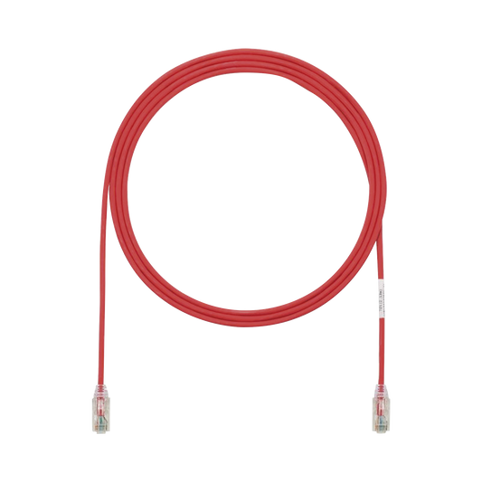 Cable de Parcheo TX6, UTP Cat6, Diámetro Reducido (28AWG), Color Rojo, 2.13 Metros (7 Pies)