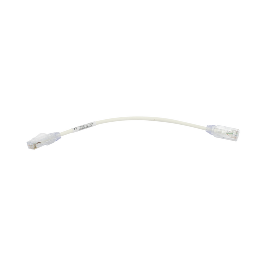 Cable de Parcheo TX6, UTP Cat6, Diámetro Reducido (28AWG), Color Blanco, 20.32 cm (8 Pulgadas)