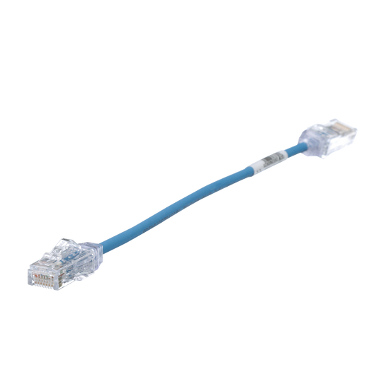 Cable de Parcheo TX6, UTP Cat6, Diámetro Reducido (28AWG), Color Azul, 20.2 cm (8 Pulgadas)