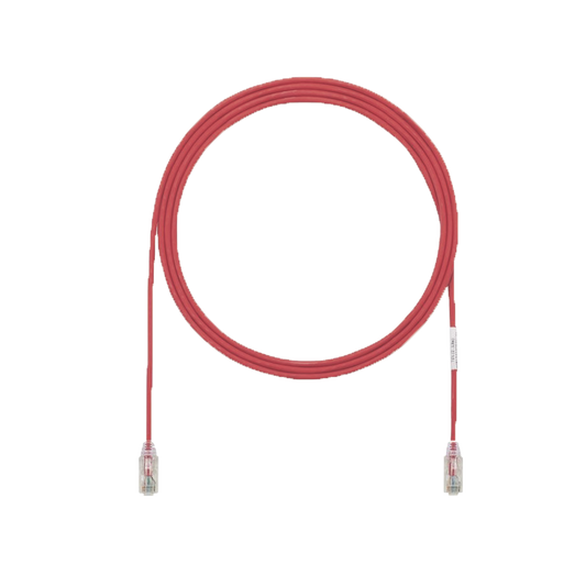 Cable de Parcheo UTP Cat6A, CM/LSZH, Diámetro Reducido (28AWG), Color Rojo, 15.24 Metros (50 Pies)