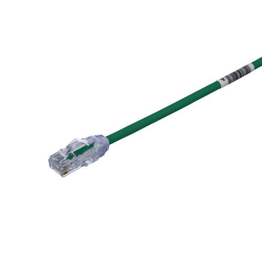 Cable de Parcheo UTP, Cat6A, Diámetro Reducido (28 AWG), CM/LSZH, Color Verde, 8in (20.3cm)