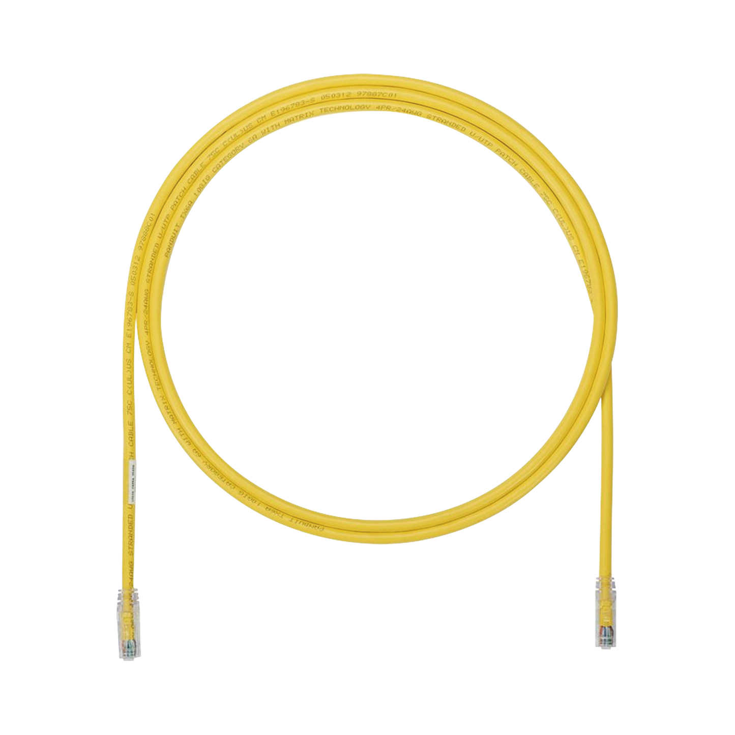 Cable de Parcheo UTP, Cat6A, 24 AWG, CM, Color Amarillo, 5.49 Metros (18 Pies)