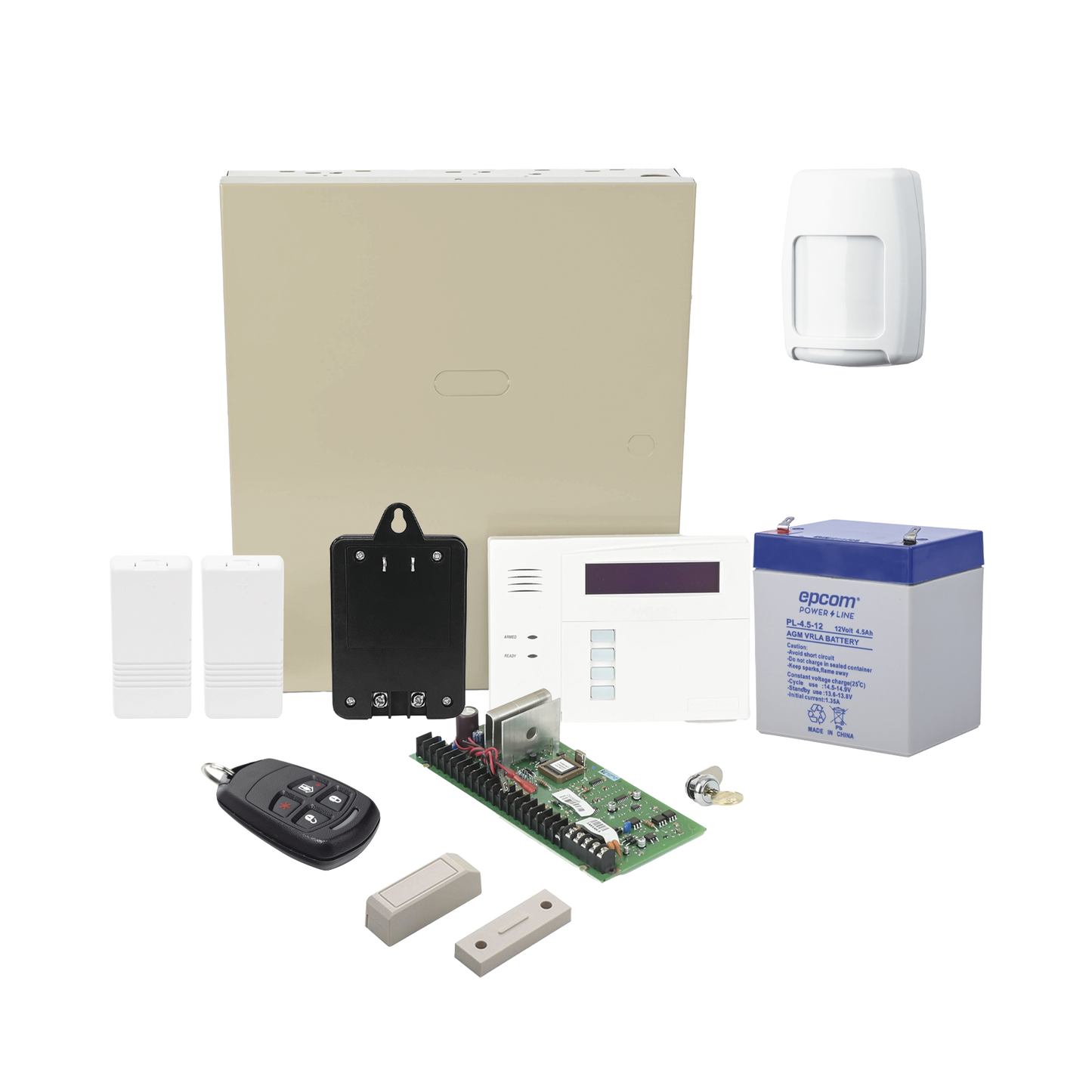 Kit Inalámbrico de panel VISTA48 con Teclado Alfanumérico 6160RF, Receptor para sensores Inalámbricos, Batería, Transformador, 2 Contactos Magnéticos 5816 con imán, 1 Sensor de Movimiento 5800PIR y un Control Remo