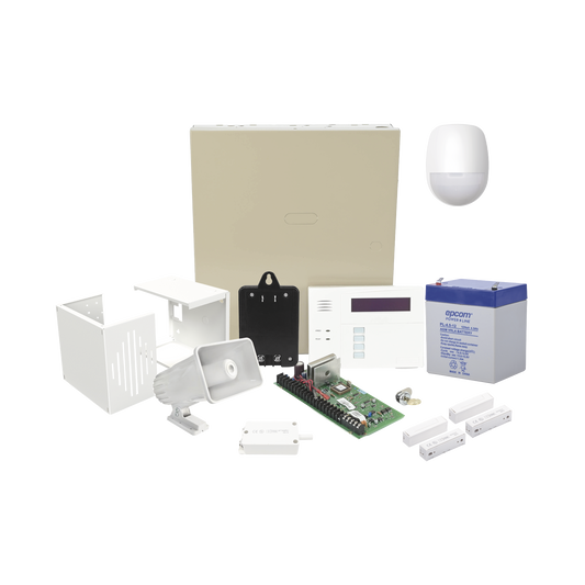 Kit Cableado con VISTA48/6160RF, Batería, Transformador, Sensor Pir, Contactos Magnéticos, Sirena, Gabinete de sirena y Tamper