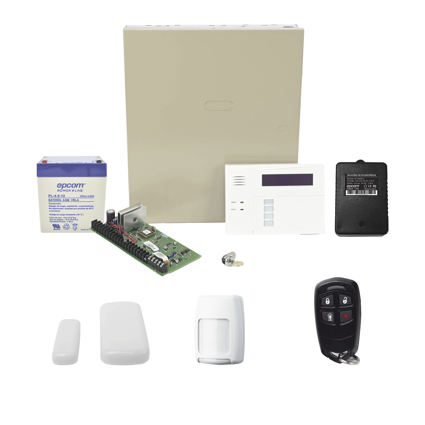Kit inalámbrico de panel VISTA48 con teclado 6160RF receptor inalámbrico, 2 contactos magneticos, 1 PIR 5800PIR, 1 Control Remoto 58344, Batería y Transformador