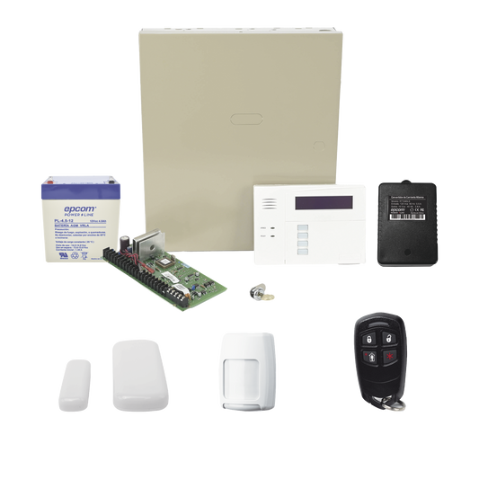 Kit inalámbrico de panel VISTA48 con teclado 6160RF receptor inalámbrico, 2 contactos magneticos, 1 PIR 5800PIR, 1 Control Remoto 58344, Batería y Transformador