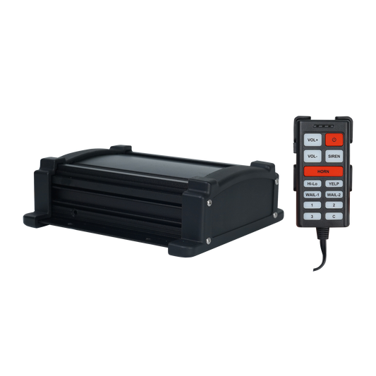 Sirena Vehicular de 100W de Potencia, Con Controlador Unimando Para Tonos, Control de 3 Salidas Auxiliares, Microfono e Interconexión a Radio