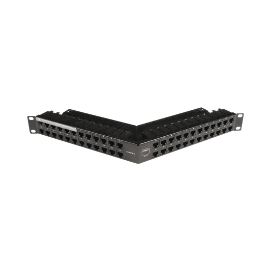 Patch Panel Z-Max de 48 Puertos, Blindado, Precargado con Jacks Categoría 6A, Angulado, 1UR